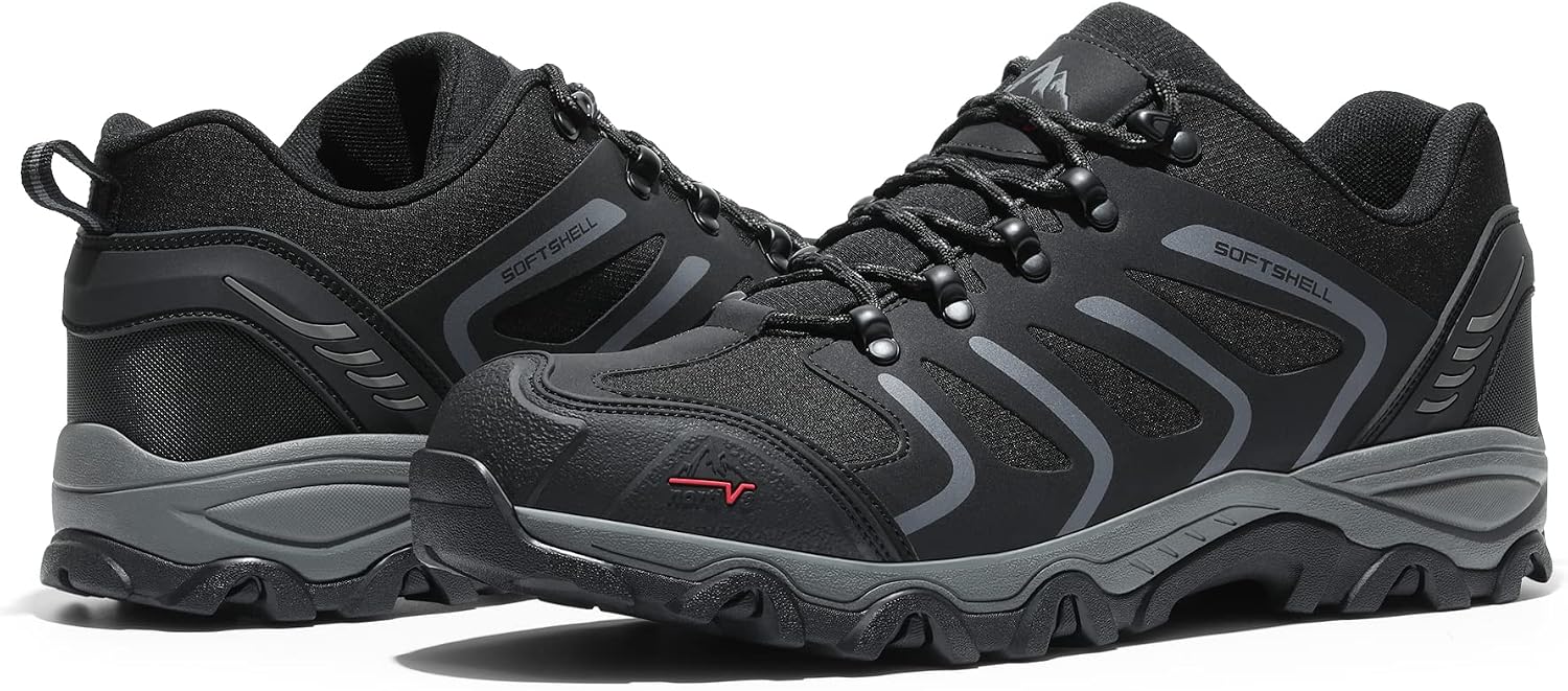NORTIV 8 Men's Low Top Waterproof Hiking Shoes | Rubber Toe Cap, Slip-Resistant Outsole and Cushioned Comfort Provide Support for Hiking, Trekking and Outdoor Adventures