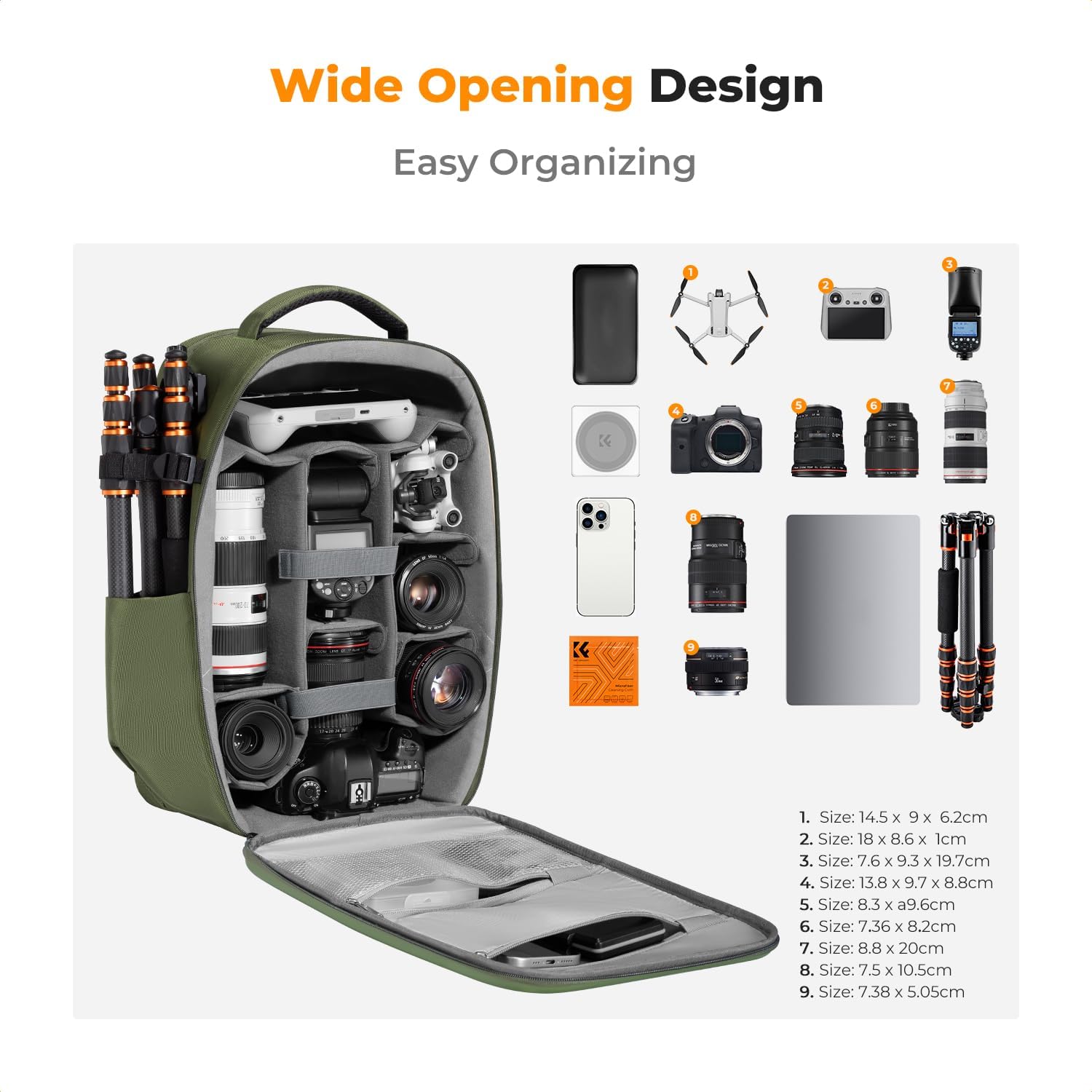 K&F CONCEPT Camera Backpack,Hardshell Photography DSLR Camera Bag