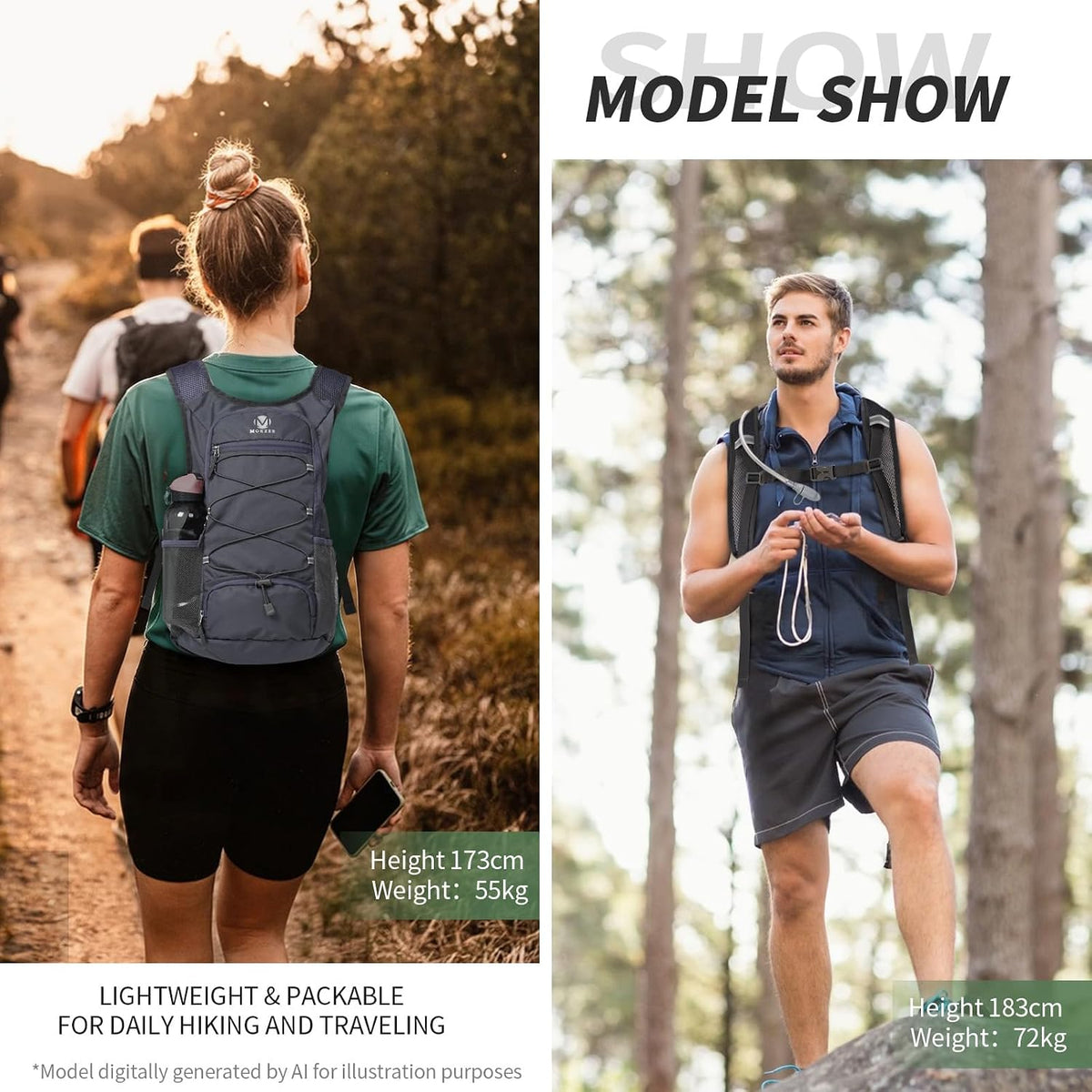 15L Lightweight Packable Hiking Backpack Water Resistant Foldable Daypack for Hiking Travel Cycling Outdoor Sports for Men Women