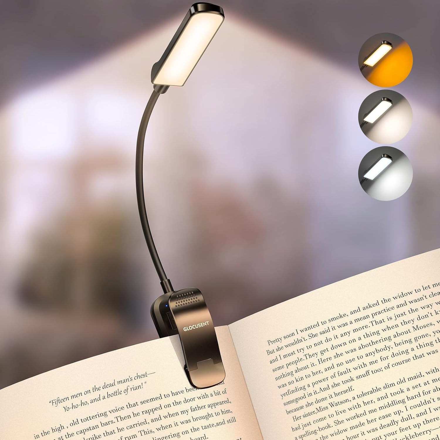 Glocusent 20 LED Reading Lights for Books in Bed, Eye Caring Reading Light