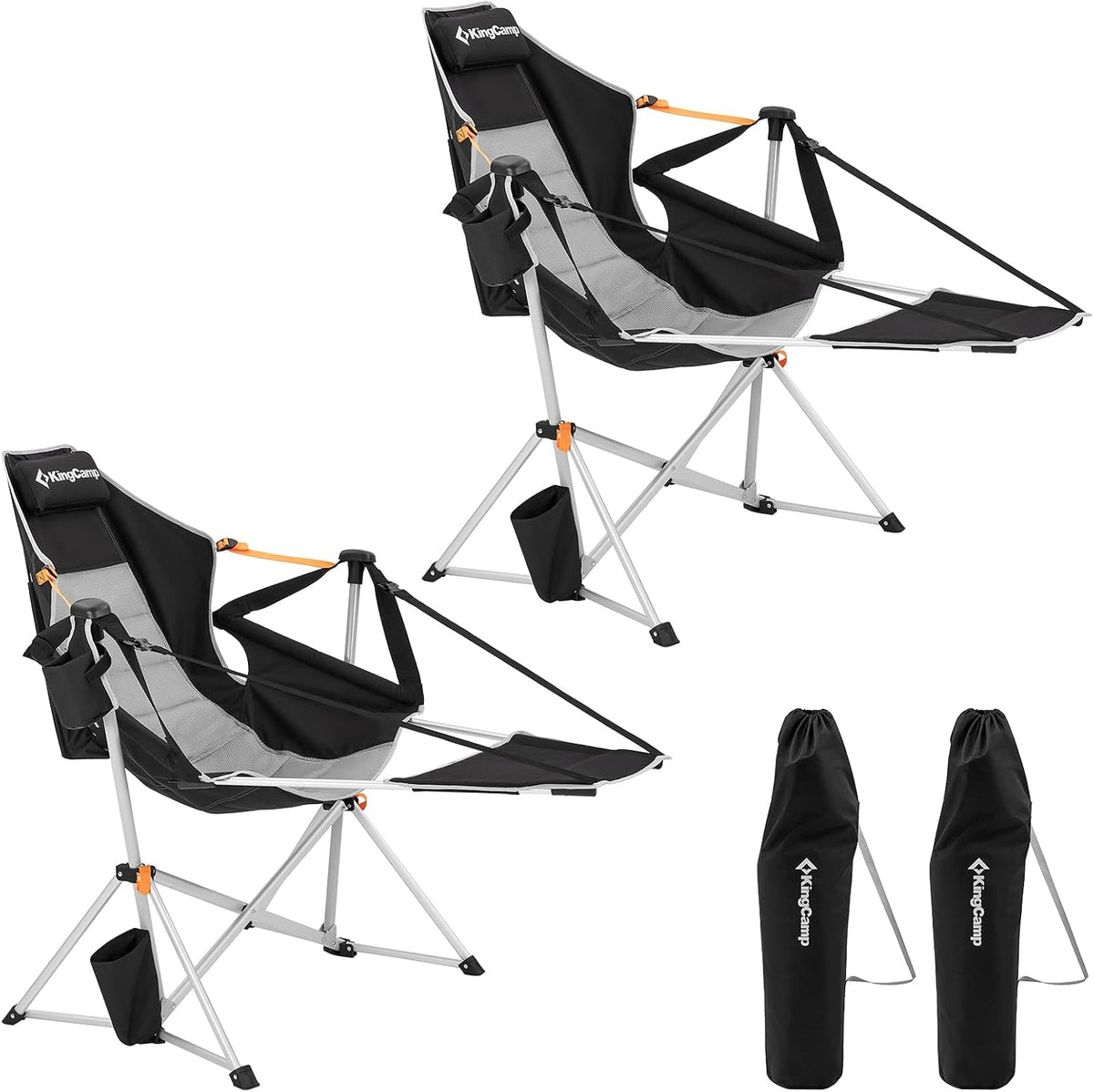 KingCamp 2 Pack Hammock Chairs with Footrest, Heavy Duty Swing Chair 400lbs