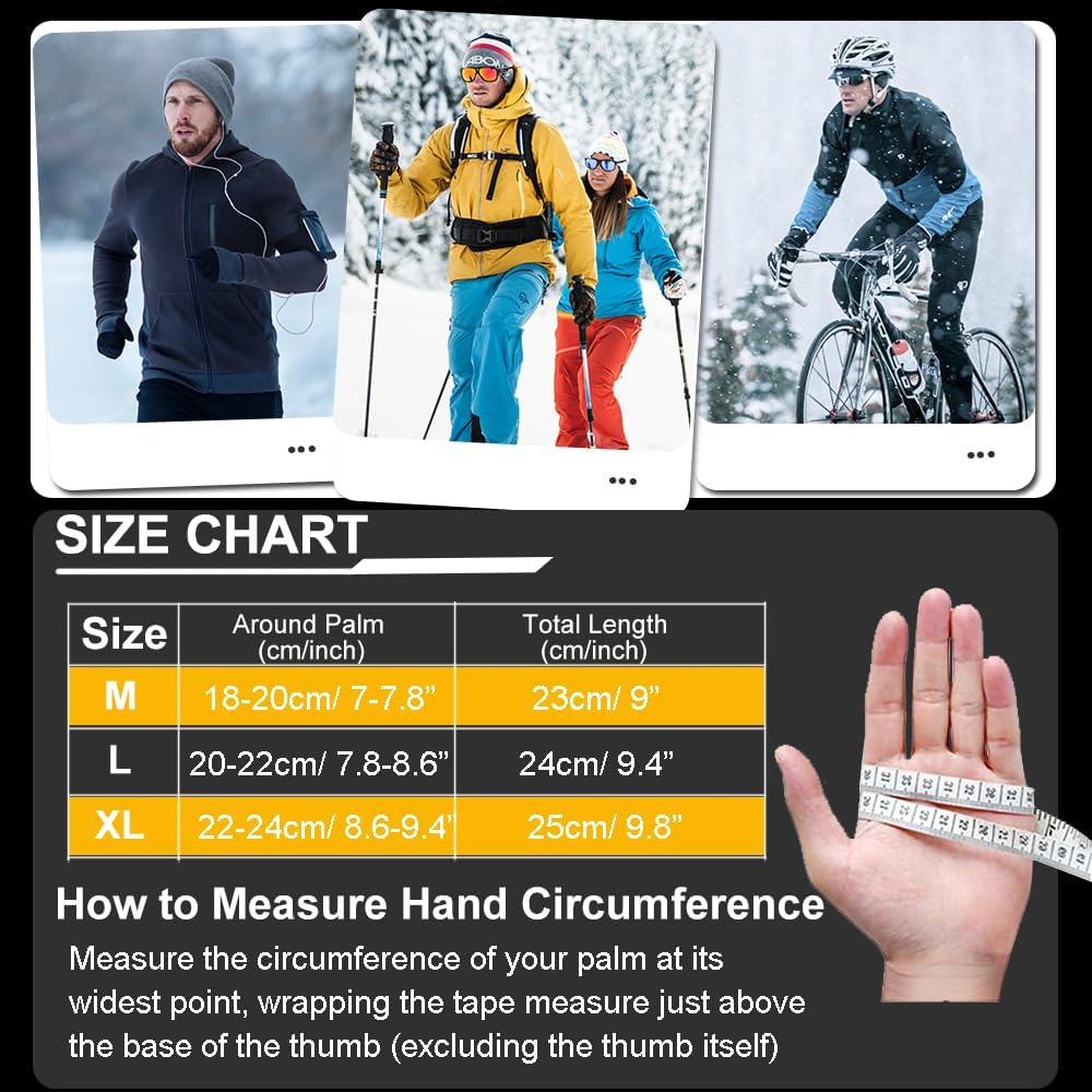 Winter Gloves for Men Women - Waterproof Glove Thermal Warm Gloves for Cold Weather Snow Sport Glove for Work, Running, Cycling, Driving, Driving