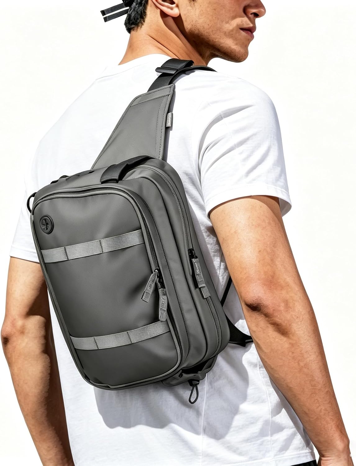 Large Crossbody Waist Bag Tactical Fanny Pack for Men Hip Bum Bag with Water Bottle Holder Adjustable Belt, Workout Traveling Casual Running Hiking Cycling