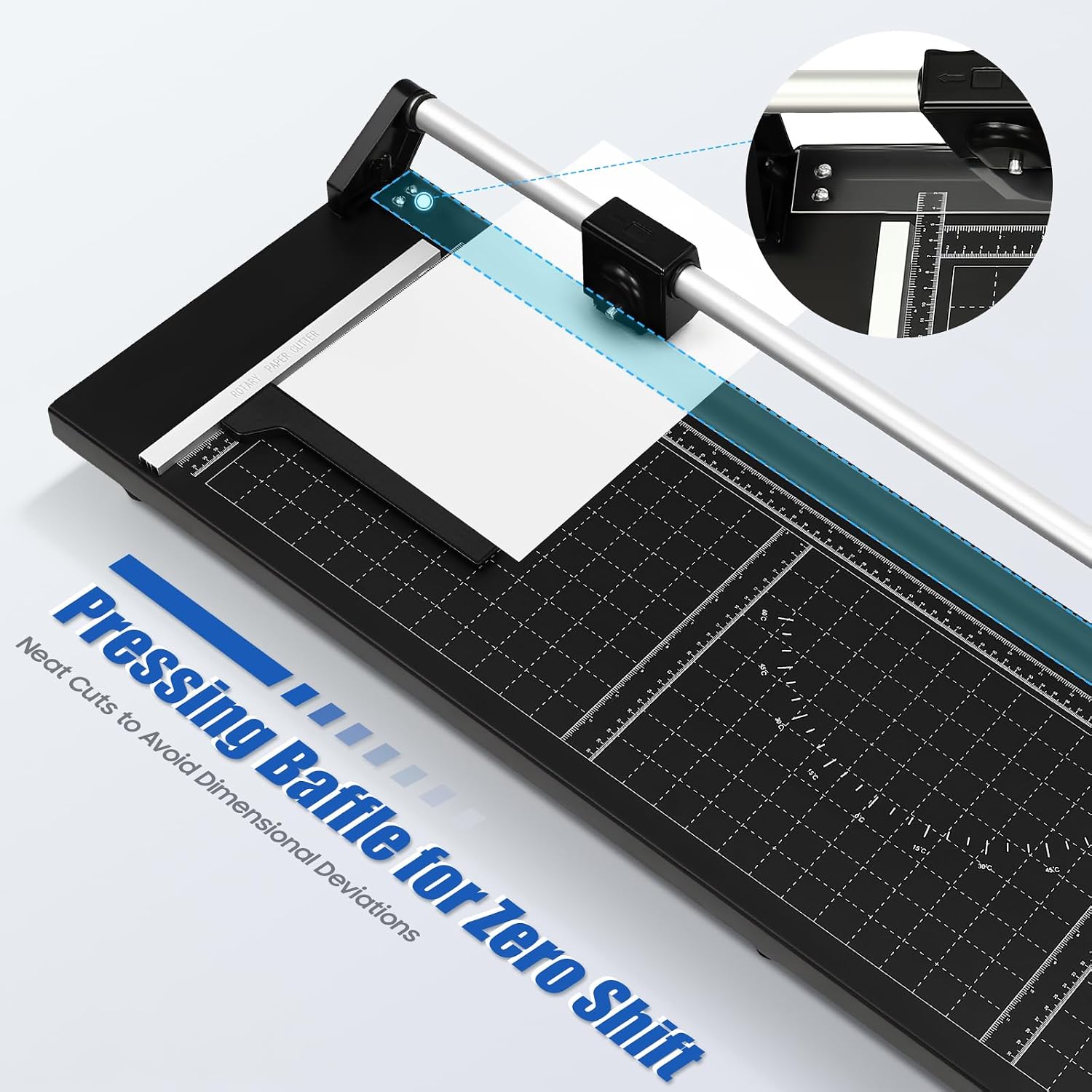 Rotary Paper Trimmer, 36 Inch Rolling Paper Cutter with Magnetic Positioning Ruler & Clear Scale, Manual High Precision Rotary Paper Cutter for A3/4/5 Photos Card Decal Cardboard PVC Film Etc