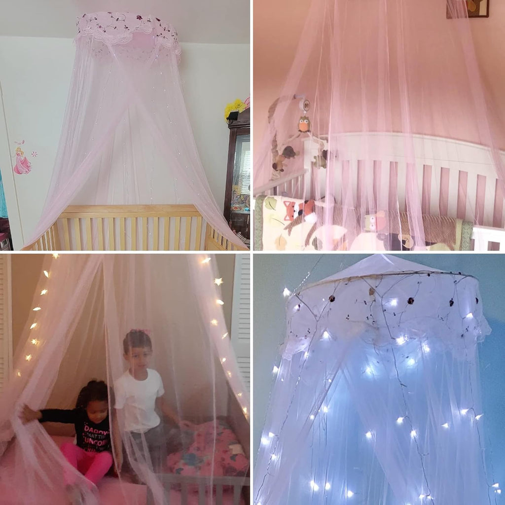Mosquito Net Bed Canopy for Girls Pink Bed Curtains Tent Twin Queen Size