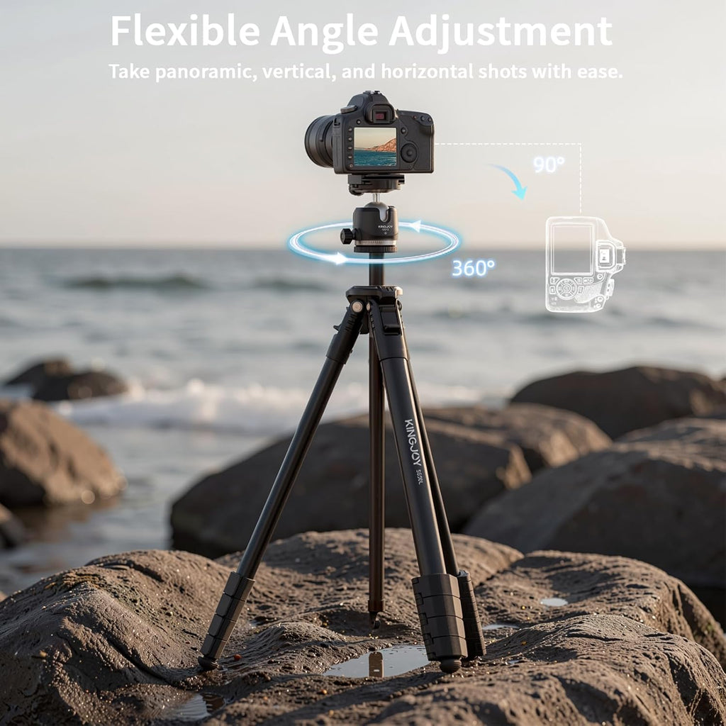 KINGJOY 72'' Camera Tripod Compact for Travel with 360° Ball Head