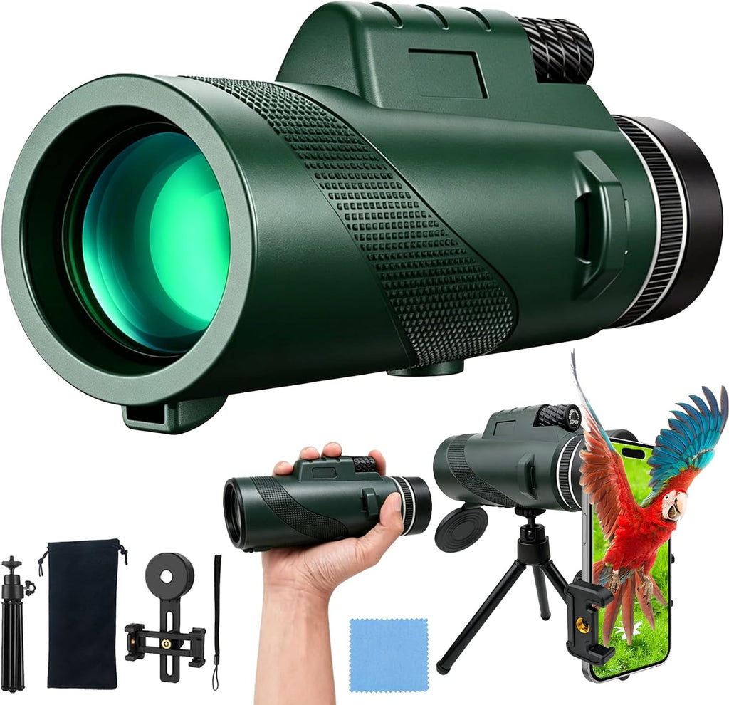 BIBIRE 40x60 Monocular Telescope for Adults High Powered with Phone Adapter
