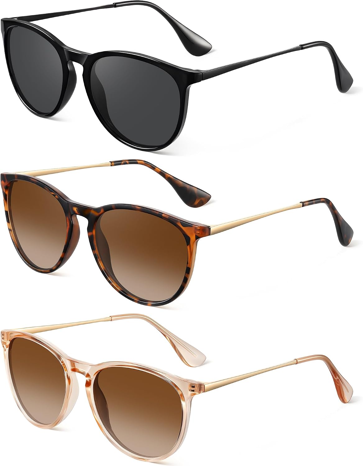 Polarized Round Sunglasses for Women Men with UV Protection