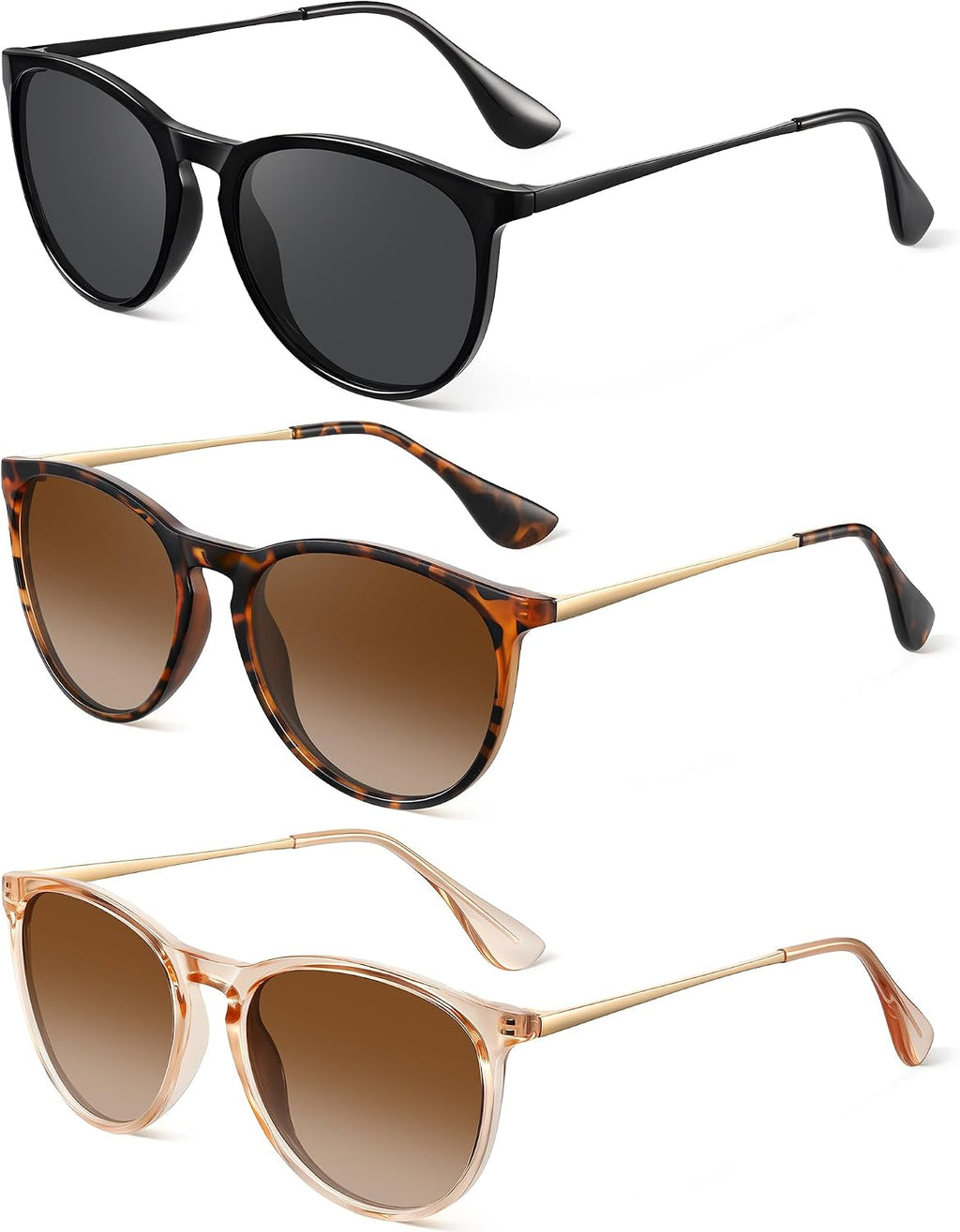 Polarized Round Sunglasses for Women Men with UV Protection