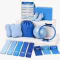Pilates Kit, Home Pilates Equipment for Women, Workout Kit with 14.5" Pilates Ring and Ball,Yoga Block, Yoga Knee Pad Mats, Resistance Bands, Grip Socks Accessories，Blue