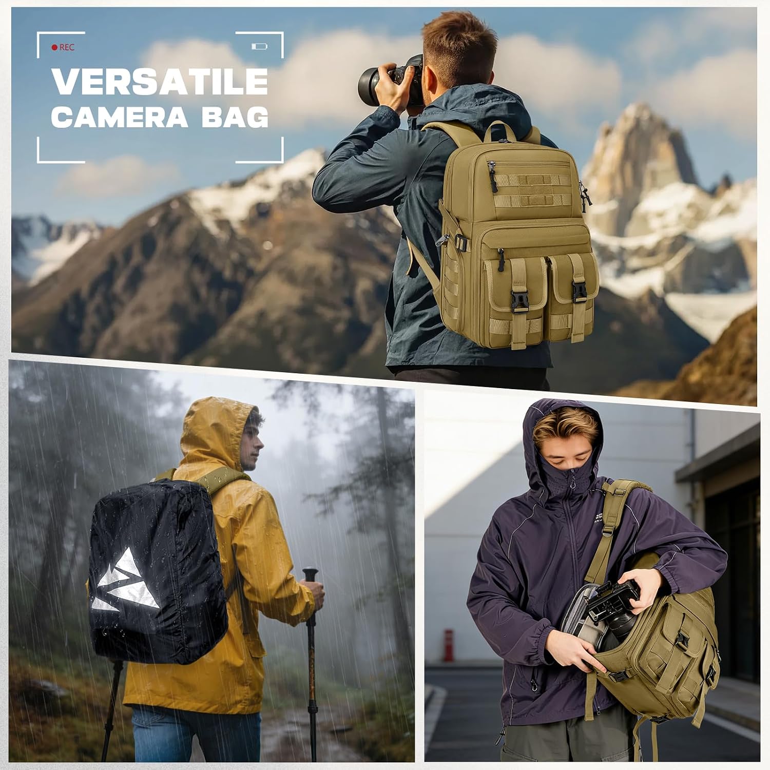 RAINSMORE Camera Backpack, DSLR/SLR/Mirrorless Camera Bag for Photographers