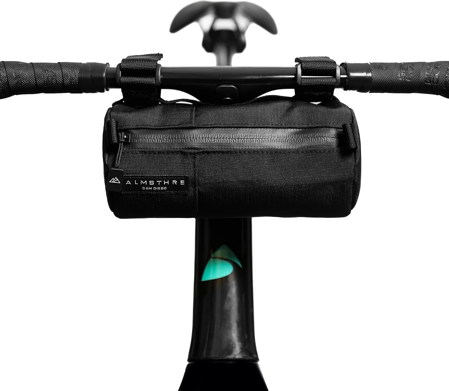 ALMSTHRE Simple Bar Bag | Soft-Shell Bike Handlebar Bag with Waterproof Zipper & Adjustable Straps | Lightweight Bicycle Handlebar Bag (Simple, Midnight Black)