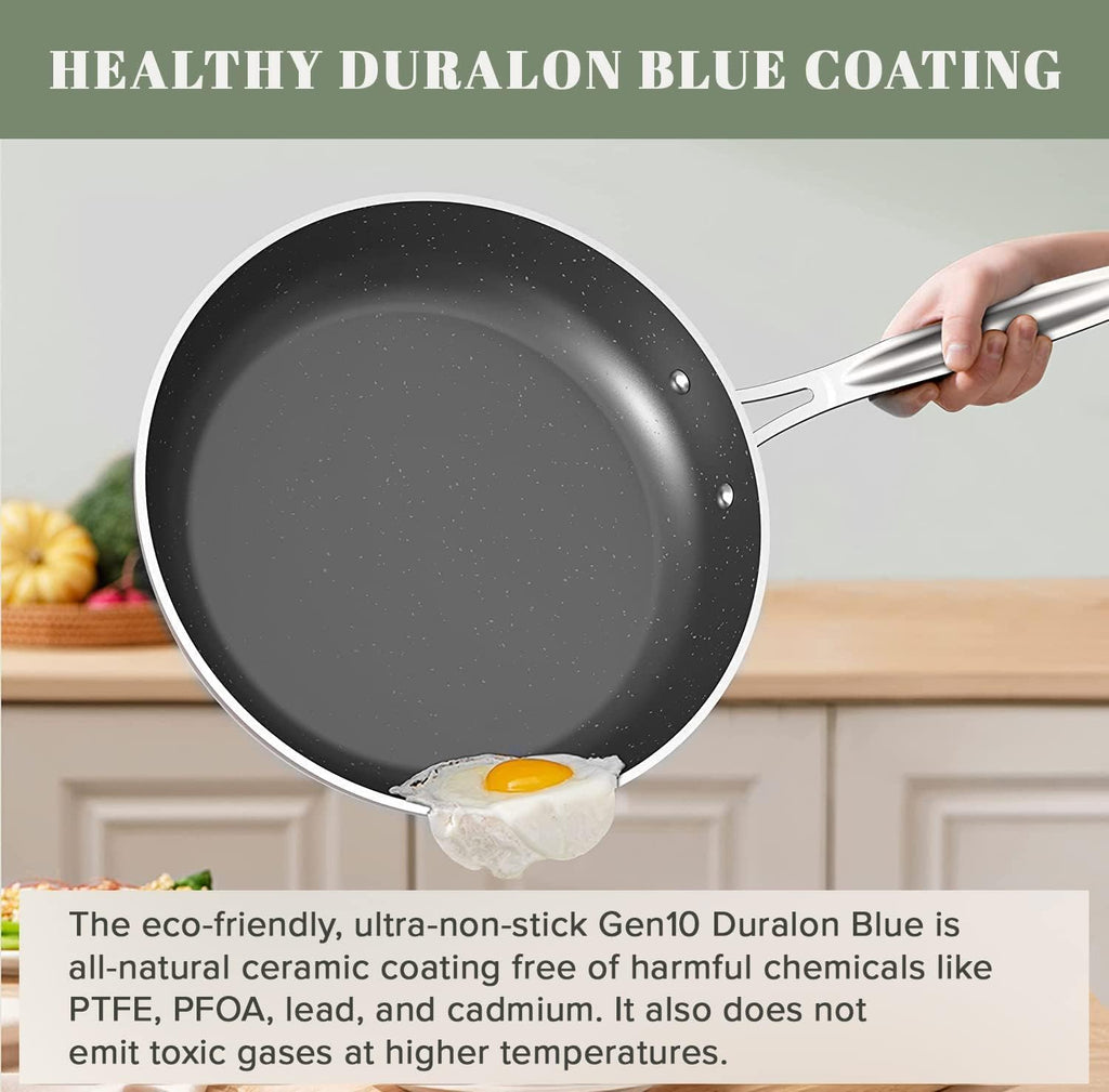 Nuwave 7pc Cookware Set Healthy Duralon Blue Ceramic Nonstick Coated