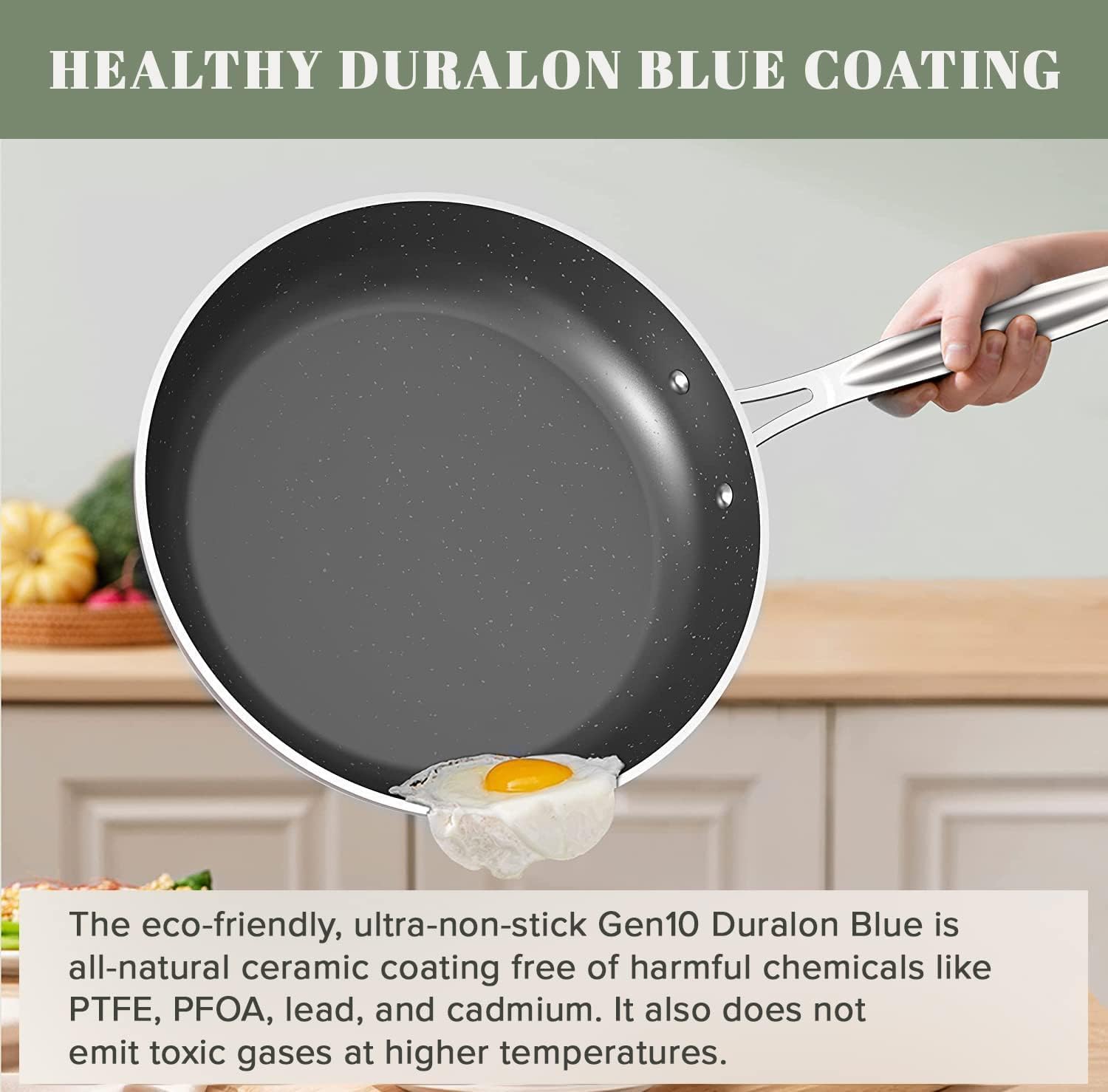 Nuwave 7pc Cookware Set Healthy Duralon Blue Ceramic Nonstick Coated
