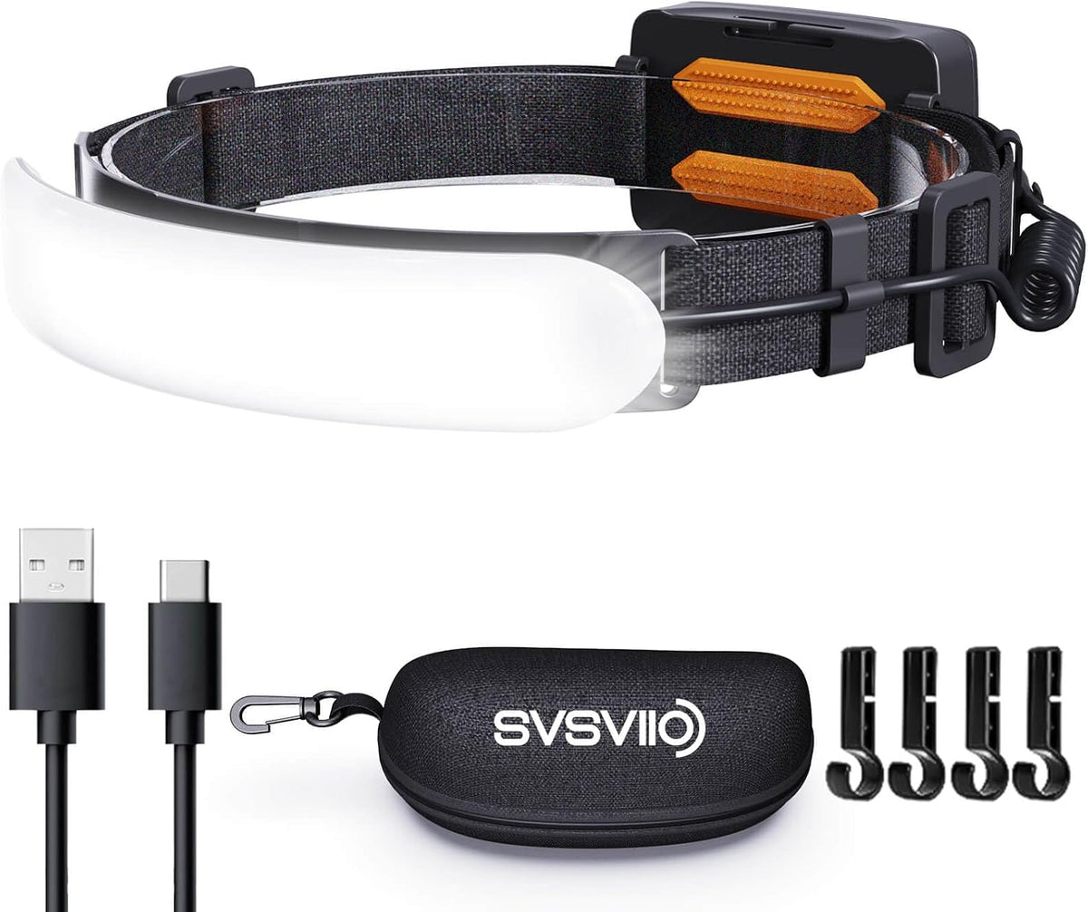 svsviio Rechargeable Headlamp PRO,5000mAh 1500 Lumen Super Bright 230°Beam LED Head Lamp,Headlights for Forehead,3 Modes,IPX6 Headlamps for Adults Camping/Hiking/Hard Hat/Mechanic