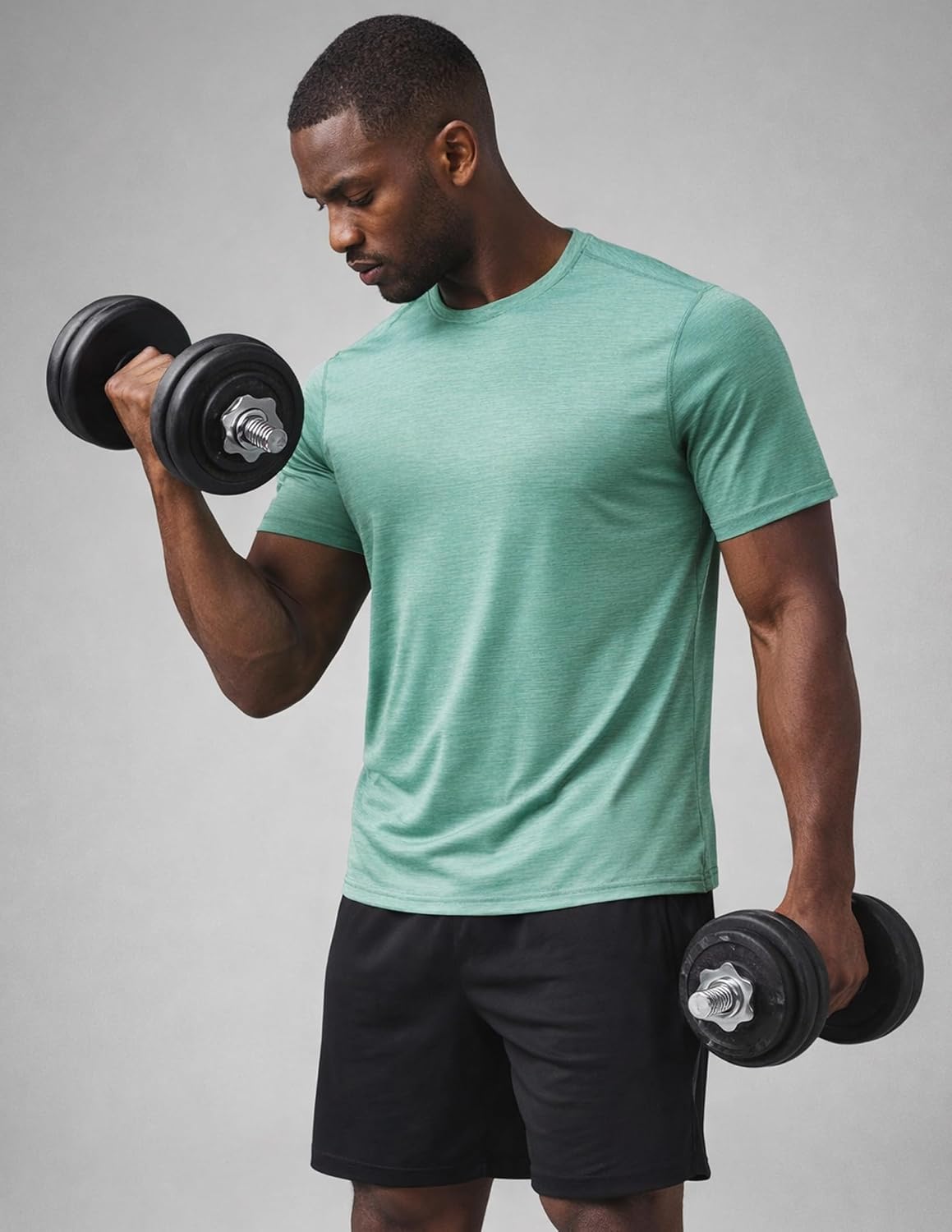 5 Pack Men’s Active Quick Dry Crew Neck T Shirts | Athletic Running Gym Workout Short Sleeve Tee Tops Bulk