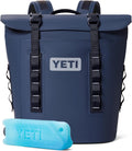 YETI Hopper M12 Backpack Soft Sided Cooler with MagShield Access, Classic Navy with ICE Block Refreezable Reusable Cooler Ice Pack, 1 lb