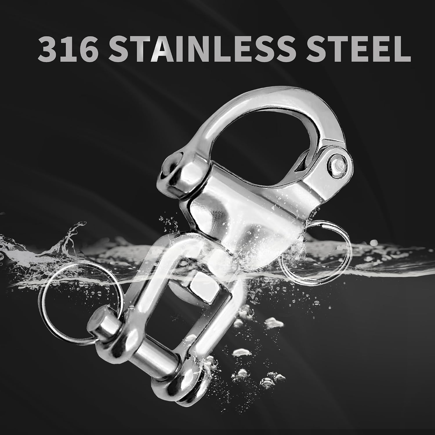 Swivel Eye Snap Shackle 316 Stainless Steel Quick Release Shackle Marine Grade Sailing Halyard Hardware, Clevis Swivel Sailing Rigging Shackles