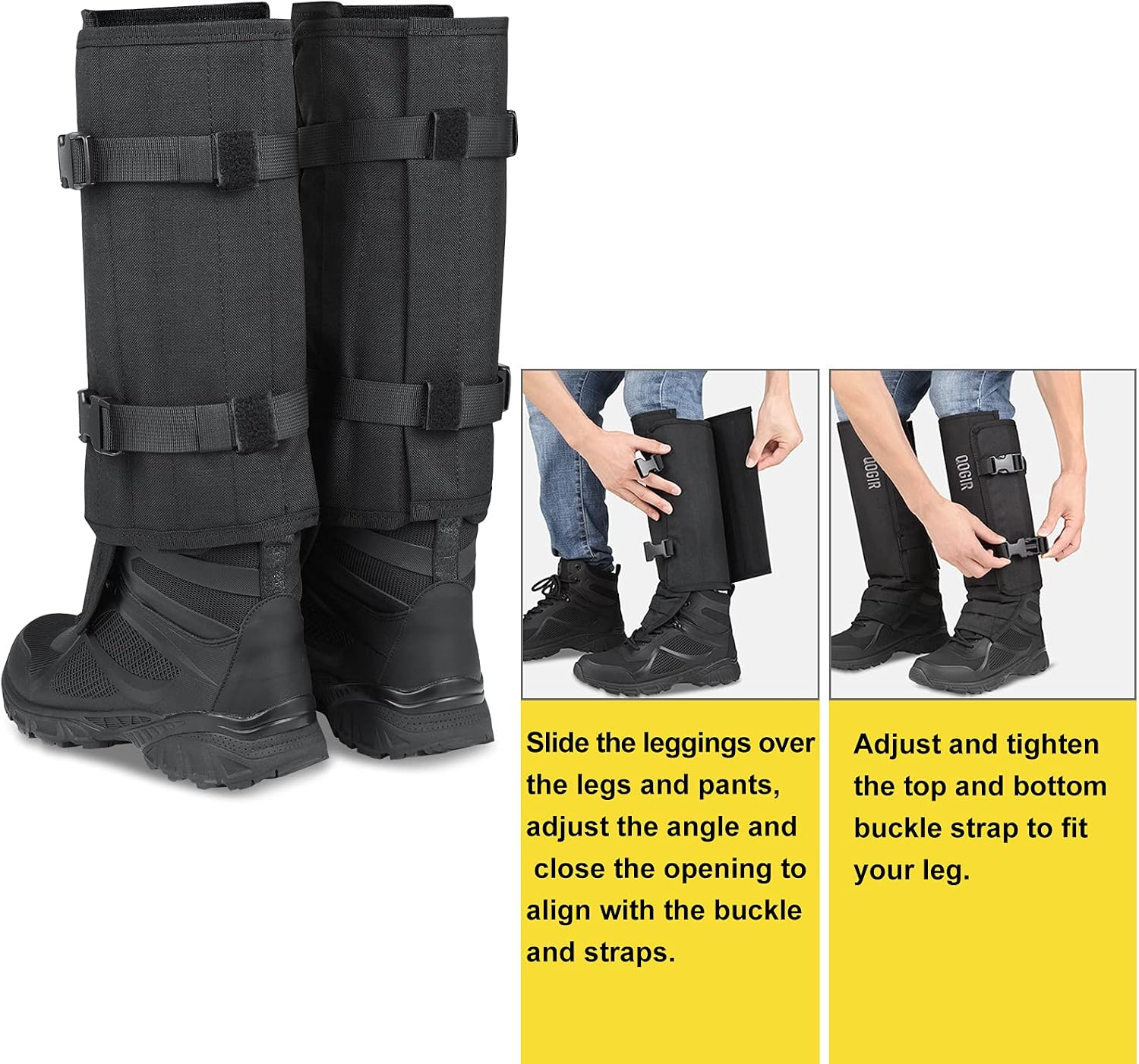 QOGIR Snake Gaiters for Hunting: Durable Snake Guards, Snake Gaiter Leggings for Men & Women, Snake Bite Protection for Lower Legs, Snake Proof Gaiters with Adjustable Size