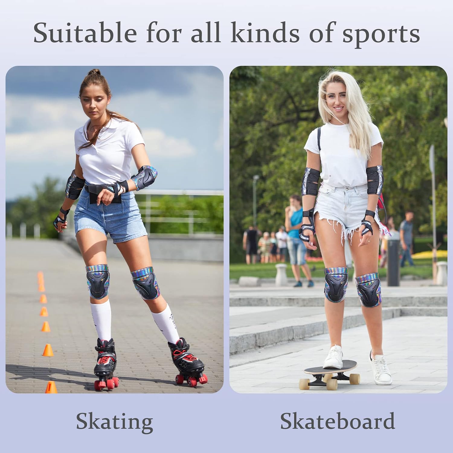 Bienbee Knee Pads for Men, Knee Pads Wrist Guard Knee and Elbow Pads Adult Protective Gear Set for Skateboard, Roller Skating, for Women Men Youth Adult Kids