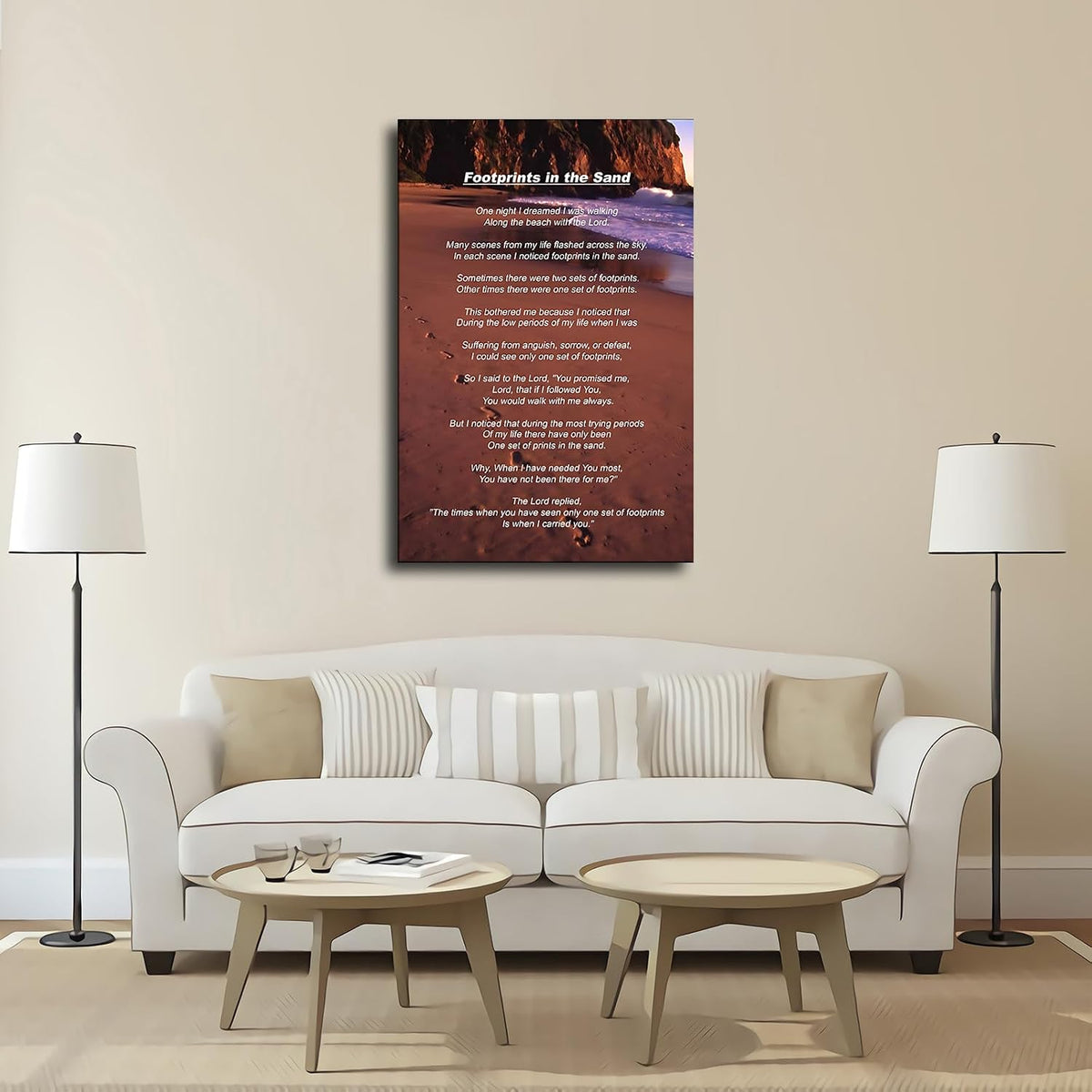 Footprints in The Sand Poem Wall Art Poster Decorative Painting Print Modern Home Bedroom Living Room Decoration Canvas Wall Art Aesthetic (20×30inch Unframed)