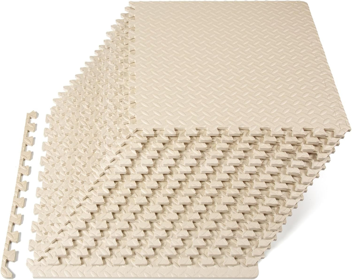 ProsourceFit Exercise Puzzle Mat ½-inch, EVA Interlocking Foam Floor Tiles for Home Gym, Workout Equipment, Kids Play Areas, Grey, 144 SQ FT - 36 Tiles