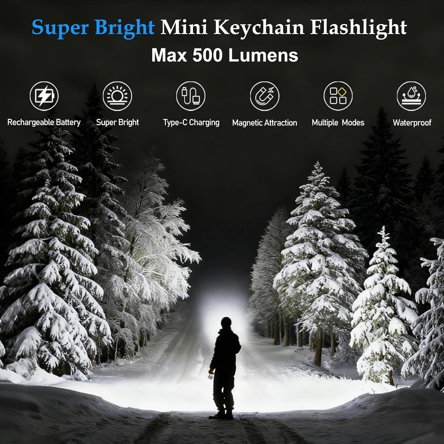 2Pack Rechargeable Keychain Flashlight with Hat Clip