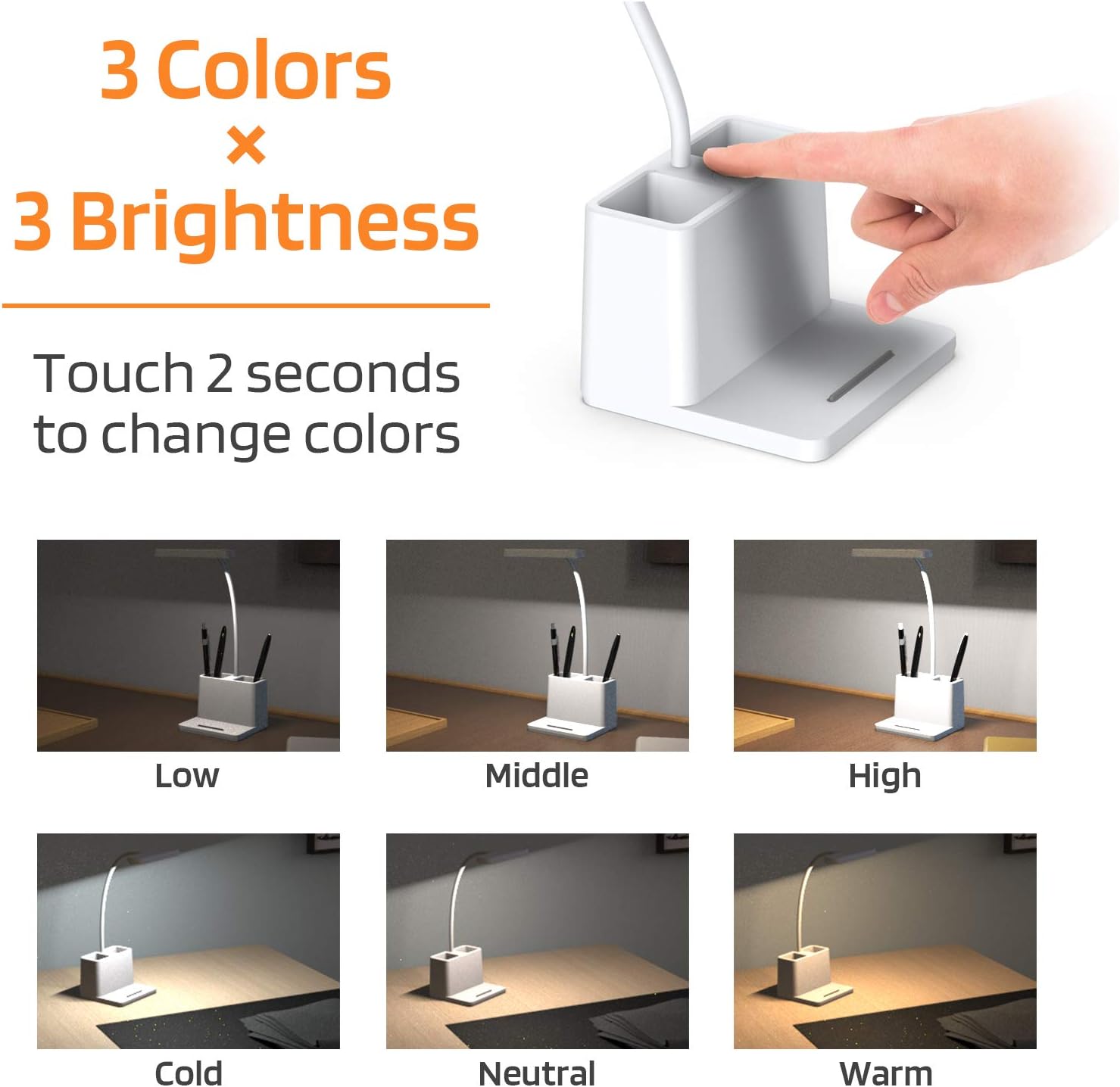 AXX Small Desk Lamp, Rechargeable Cute Table Light for Kids Teens