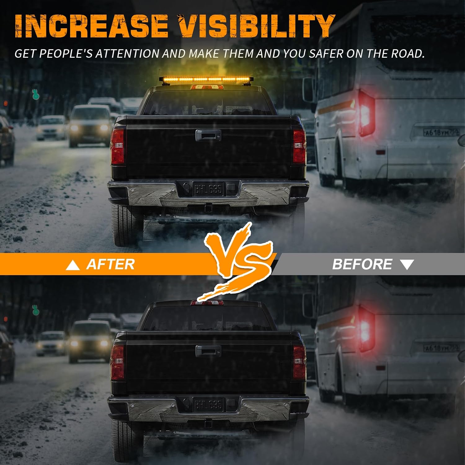 XRIDONSEN 28.4" 80 LED Rooftop Strobe Light Bar Amber Warning Lights