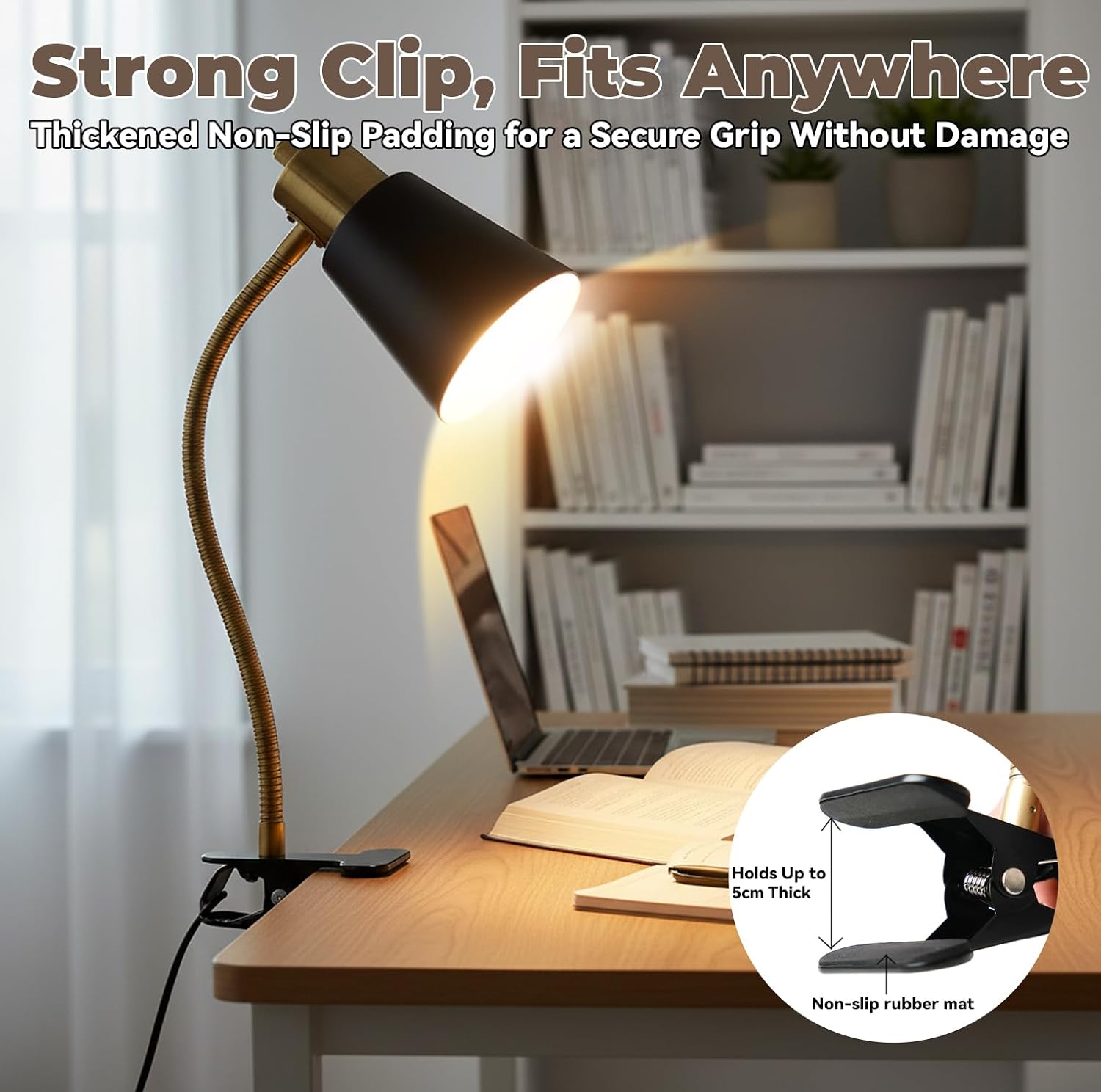 LALISU Desk lamp Eye-Caring Table Lamps 360°Rotation Gooseneck Clip on Lamp