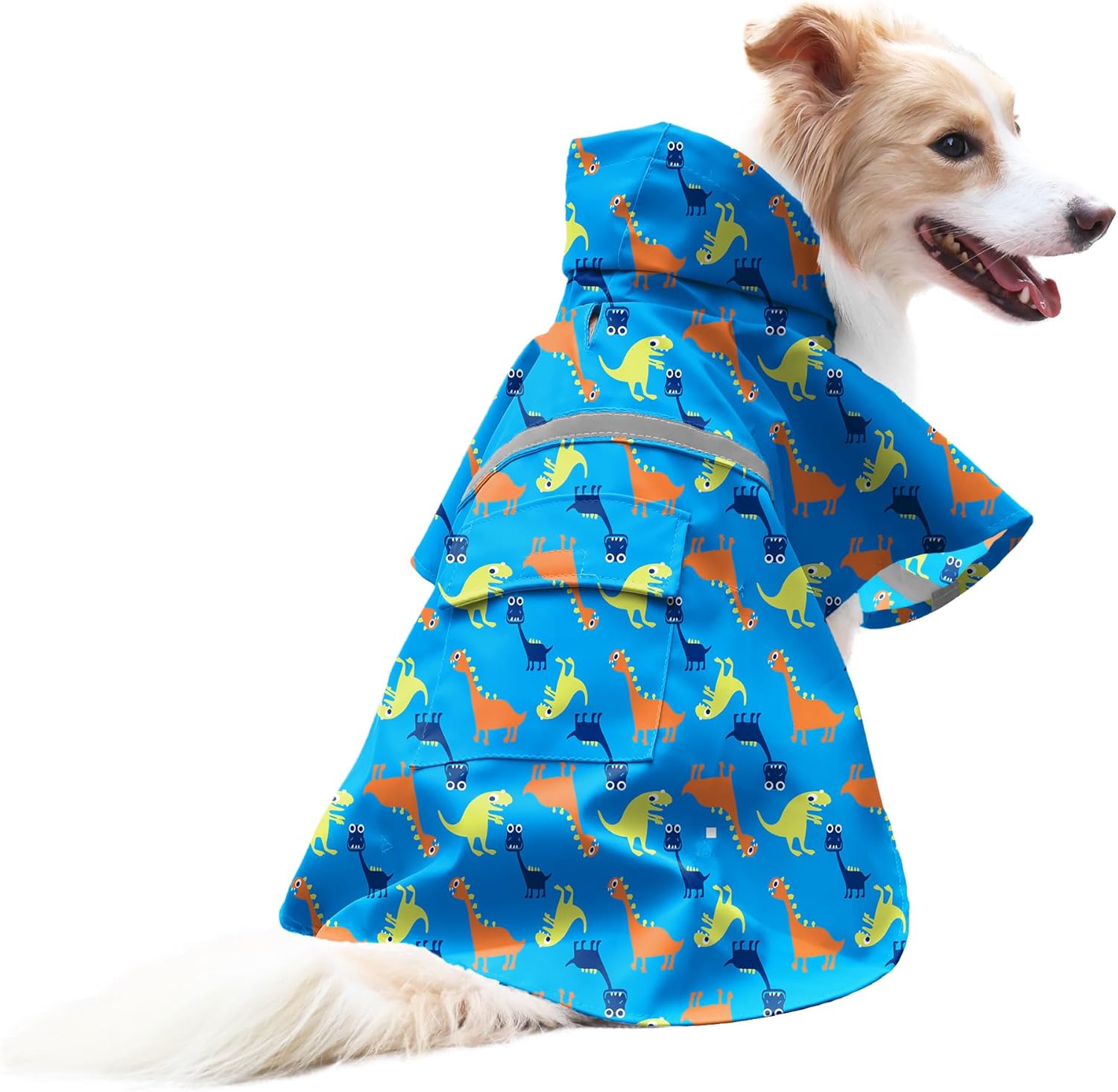 NACOCO Large Dog Raincoat Adjustable Pet Water Proof Clothes Lightweight Rain Jacket Poncho Hoodies with Strip Reflective (L, Red)
