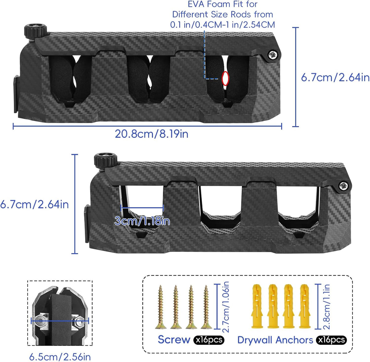 Ruppence 4-Pack Fishing Rod Holder with EVA Foam