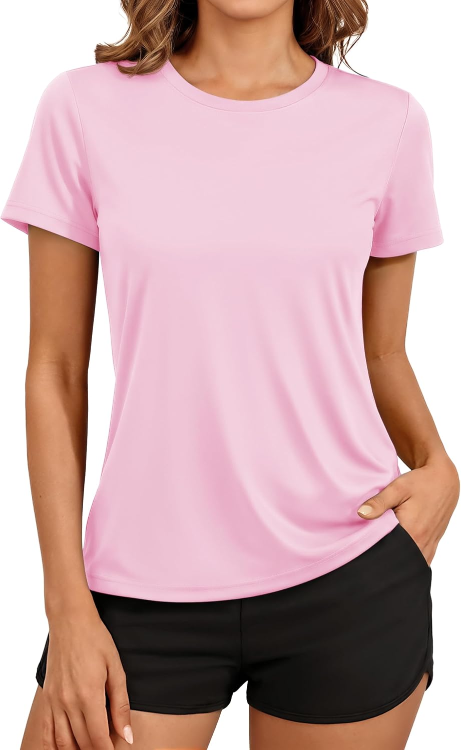 TACVASEN Women's Short Sleeve Workout Shirts UPF 50+ Sun Protection Quick Dry Athletic Tops for Running Gym Tee