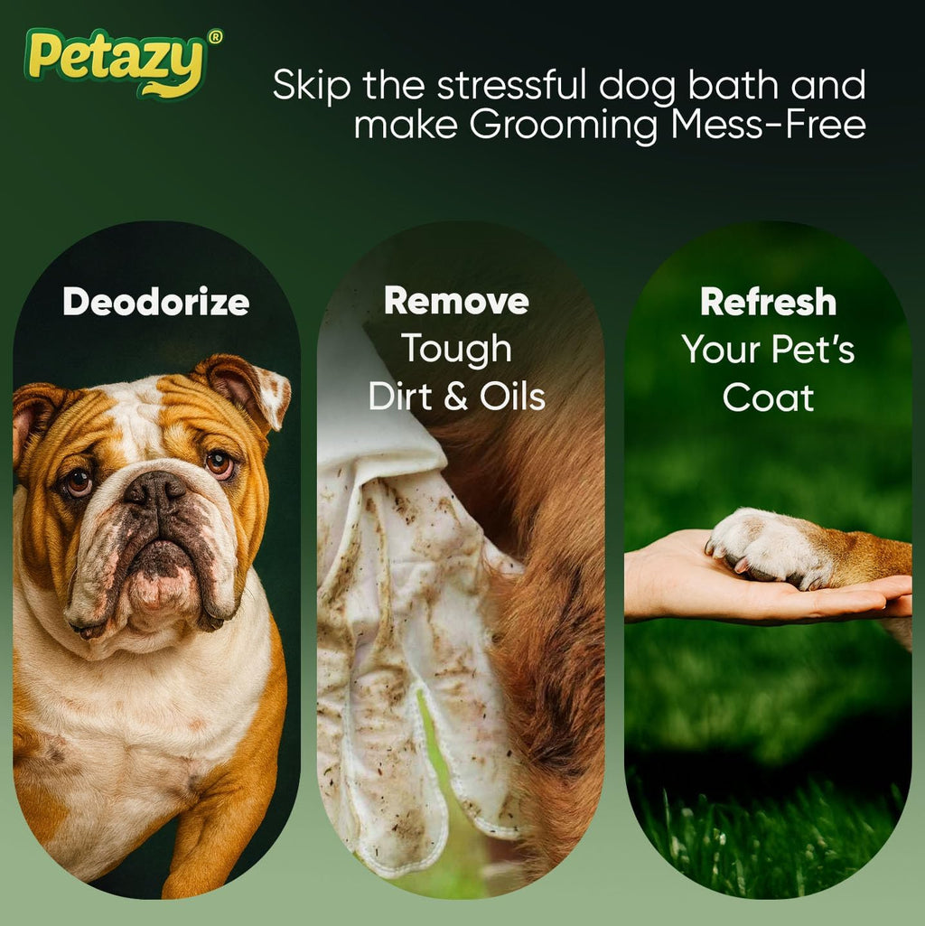 Petazy Pet Glove Wipes for Dogs & Cats - Paws, Ears & Butt Cleaning, 25 pk