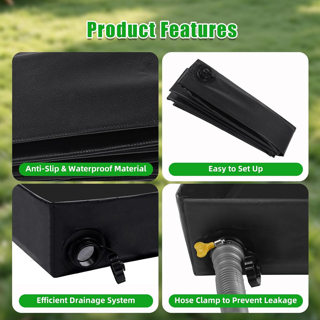 InkTrail Portable Camping Shower Pan 32" x 32" with Detachable Hose