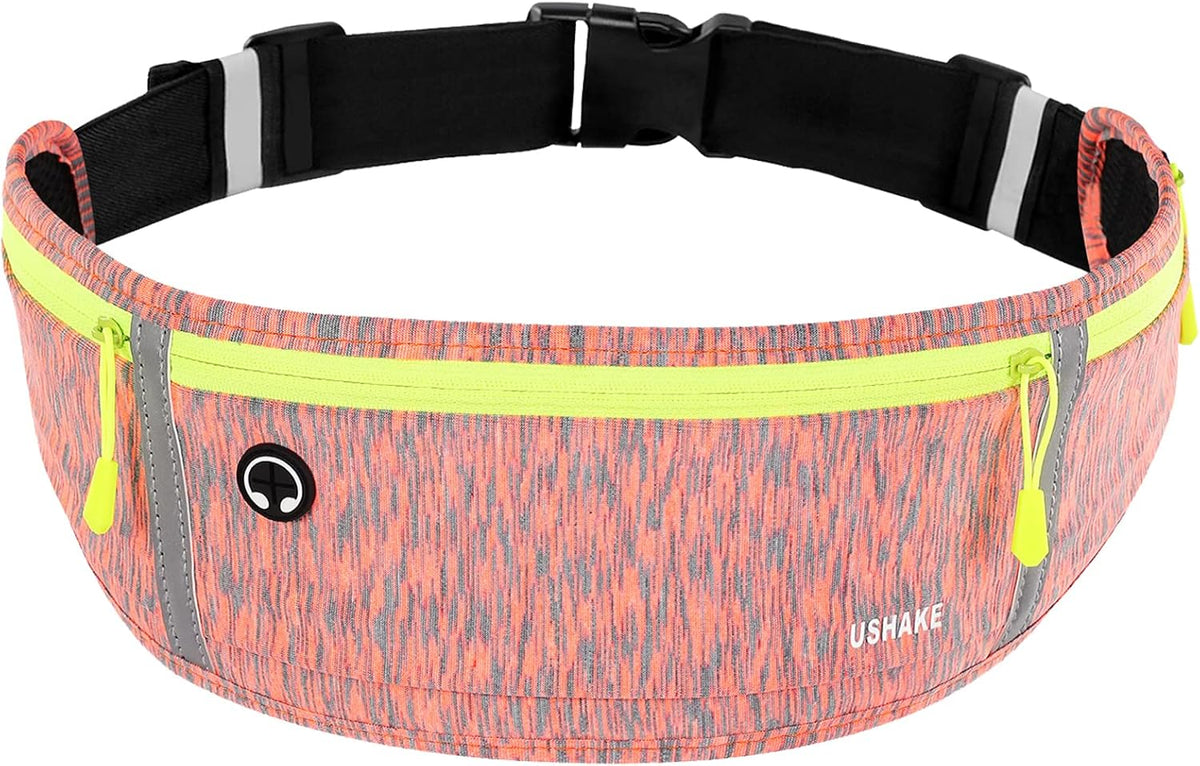 USHAKE Slim Running Belt, Bounce Free Fanny Pack Phone Holder