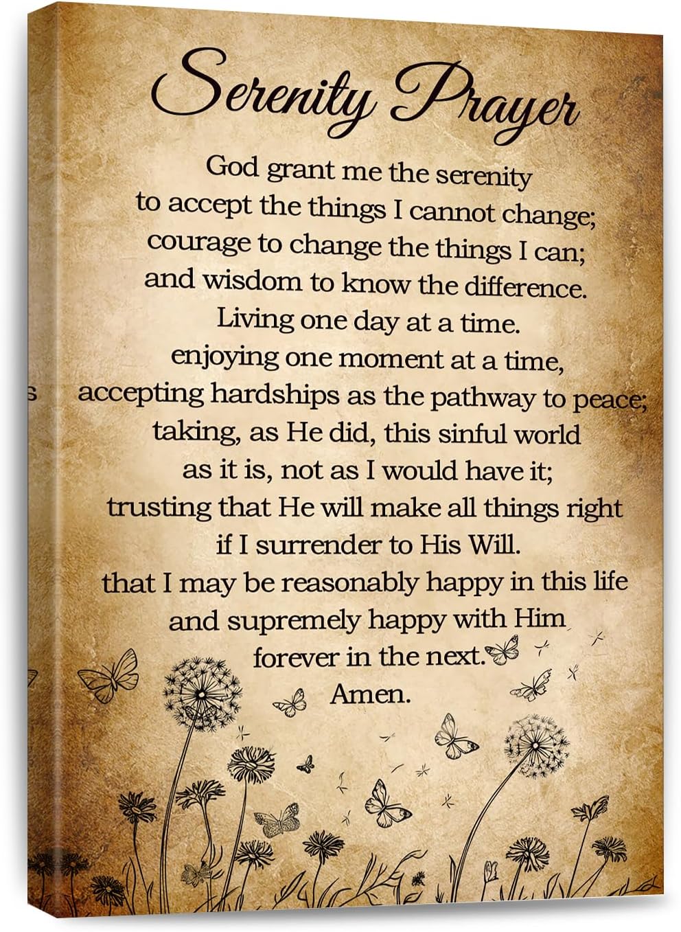 Serenity Prayer Canvas Wall Art Bible Verse Poster God Grant Me The Serenity Religious Inspirational Bible Quote Poster Prints Wall Decor Vintage Framed 16 * 24 Inch