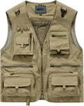 Mens Outdoor Vest Breathable Quick-Dry Fishing Vest Camping Hiking Lightweight Vest with Multi-Pocket