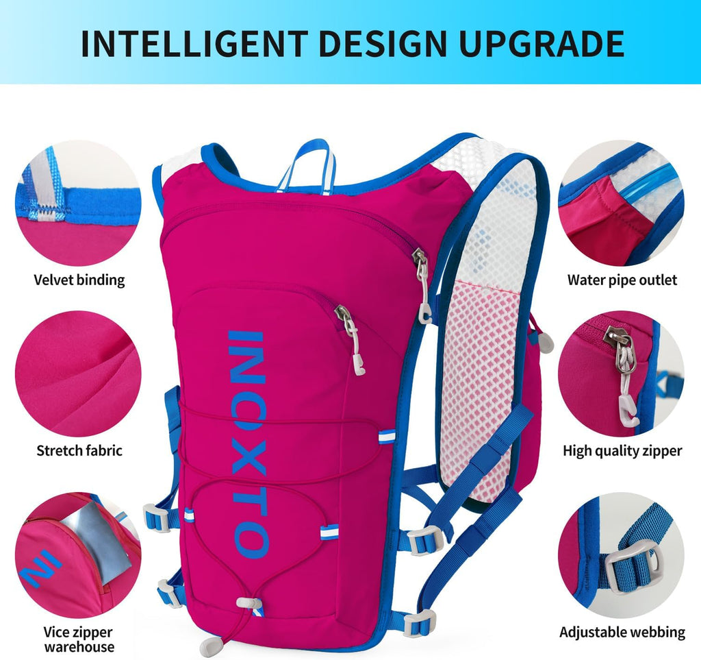 INOXTO Running Hydration Vest Backpack,Lightweight Insulated Pack with 1.5L Water Bladder Bag Daypack for Trail Hiking Running Cycling Race Marathon for Women Men