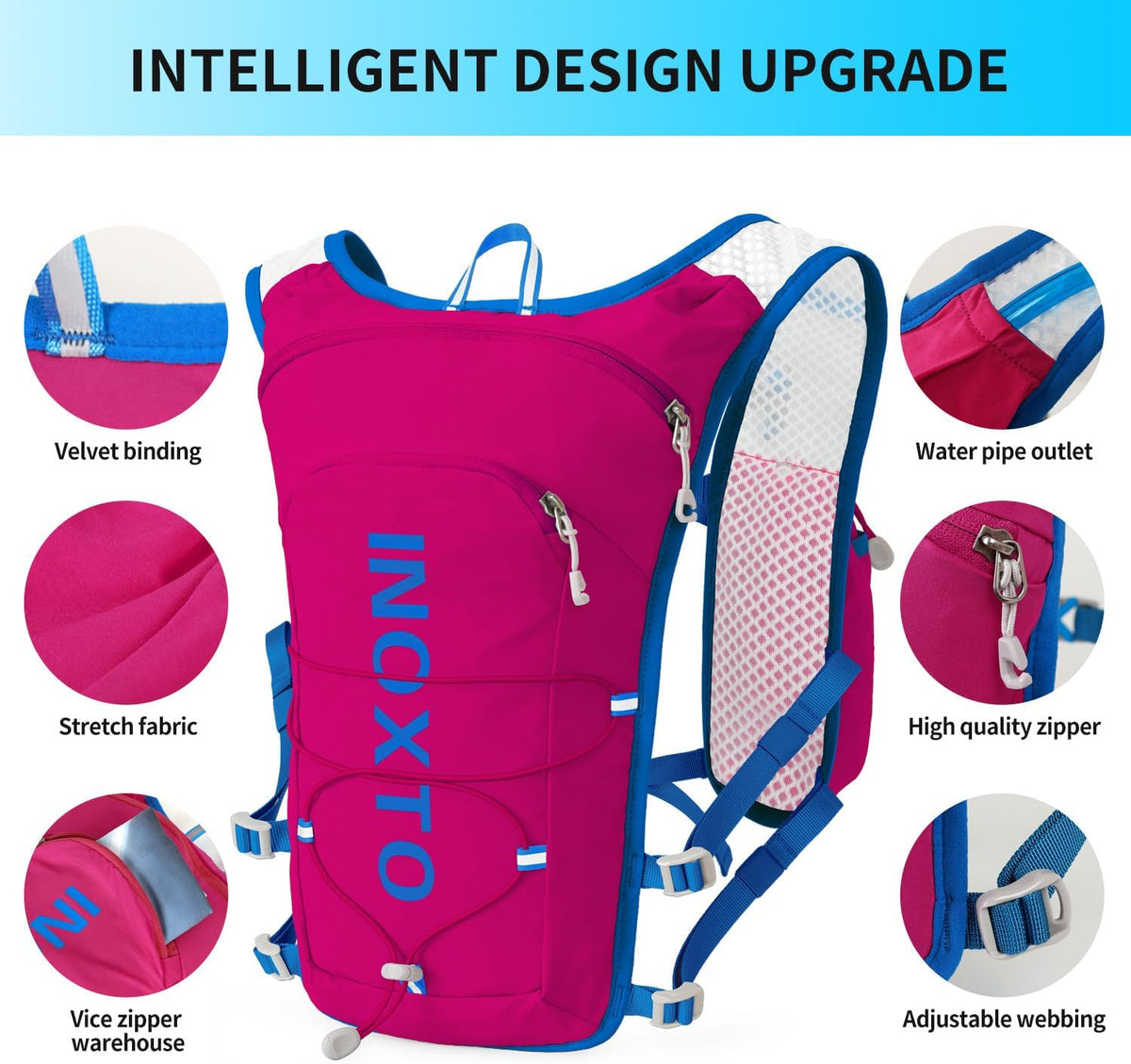 INOXTO Running Hydration Vest Backpack,Lightweight Insulated Pack with 1.5L Water Bladder Bag Daypack for Trail Hiking Running Cycling Race Marathon for Women Men