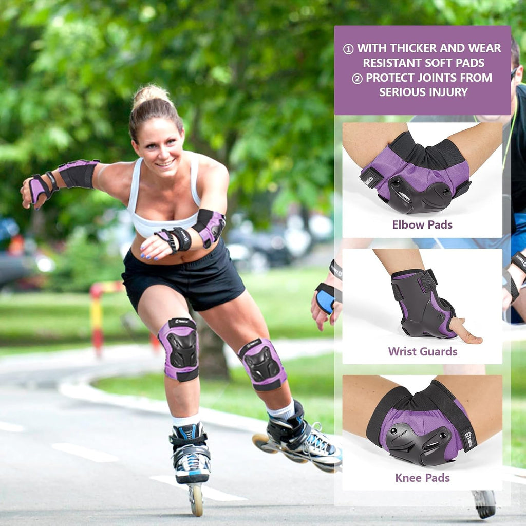 Tanden Skating Protective Gear Knee and Elbow Pads Wrist Guards for Roller Skating Skateboarding, Skate Pads Adult Knee Pads