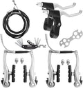 Gashwer V-Type Bike Brakes Set, Complete Universal Bike Front and Rear MTB Bicycle Brake, Inner and Outer Callipers Cables Lever Kit with Multi-Tool Wrenches Silver