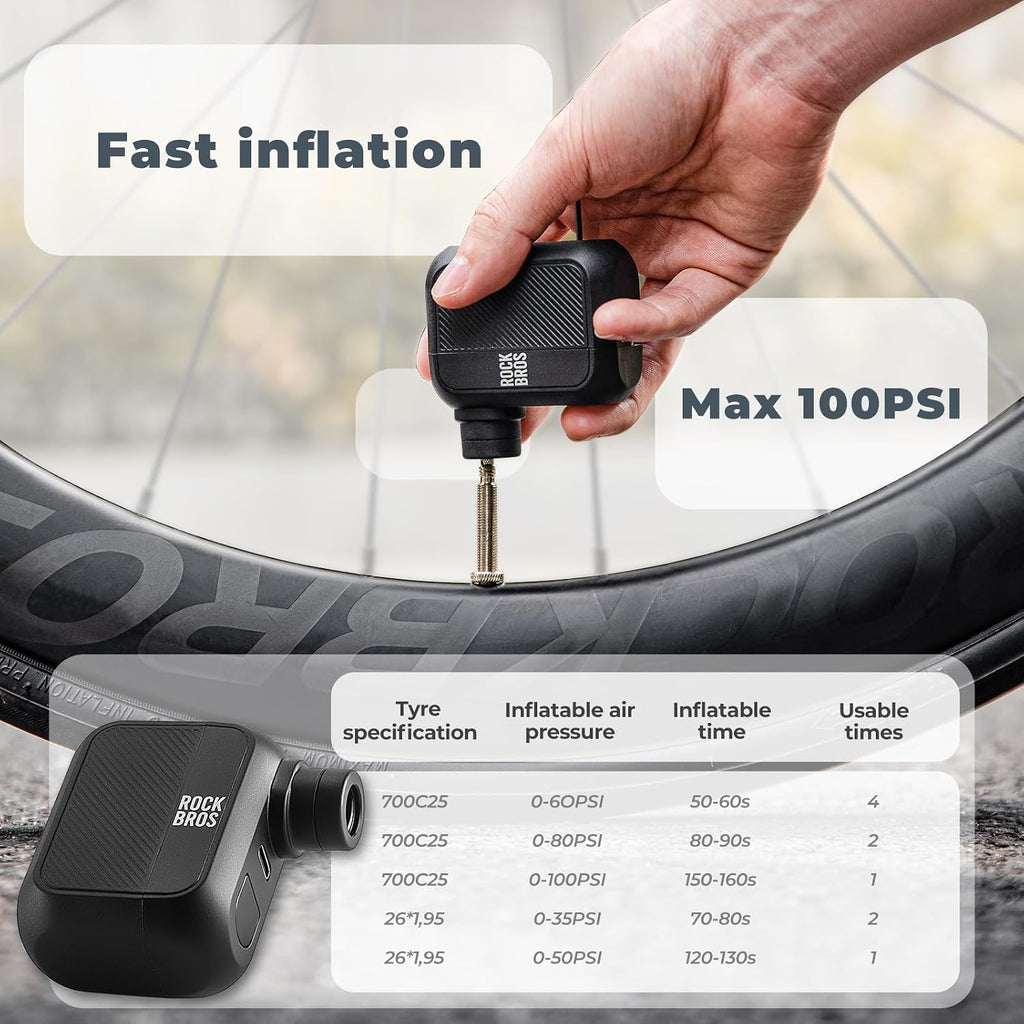 ROCKBROS Mini Bike Pump Portable Electric Bike Tire Pump 100PSI