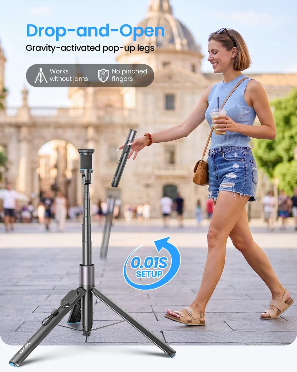 LOXP 67'' Phone Tripod with Remote, 0.01s Auto-Open for Content Creator