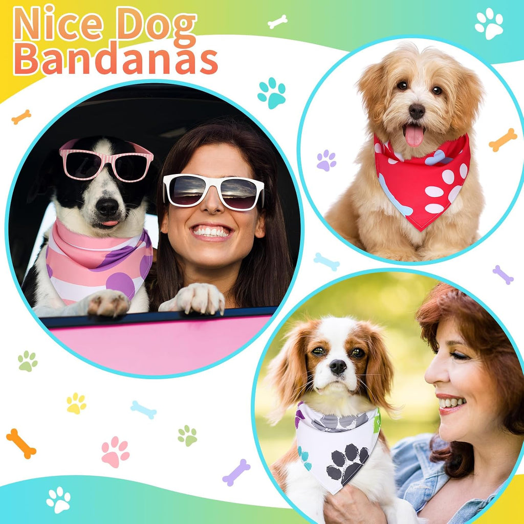 Huhumy 100 Pcs Paw Dog Bandanas Bulk Pet Paw Grooming Bandanas for Dogs