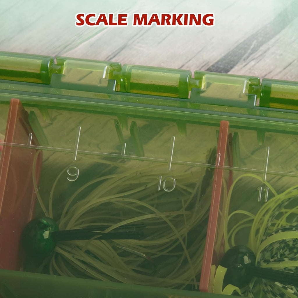 Goture Fishing Tackle Box Organizer - Transparent Fishing Organizer Box w/Measurement Ruler, Adjustable Dividers, Dual Latches | 2 Pcs 3700 Tackle Tray| Ergonomic Grip