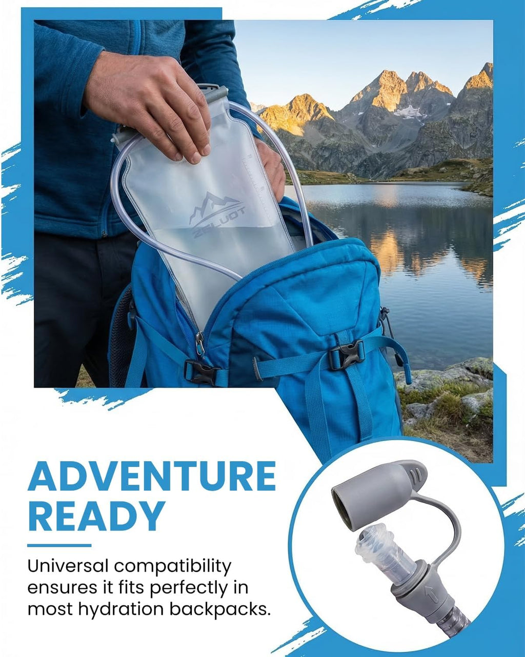 Zelvot 2L-3L Hydration Bladder Kit, 6 in1 Water Bladder with Cleaning Kit