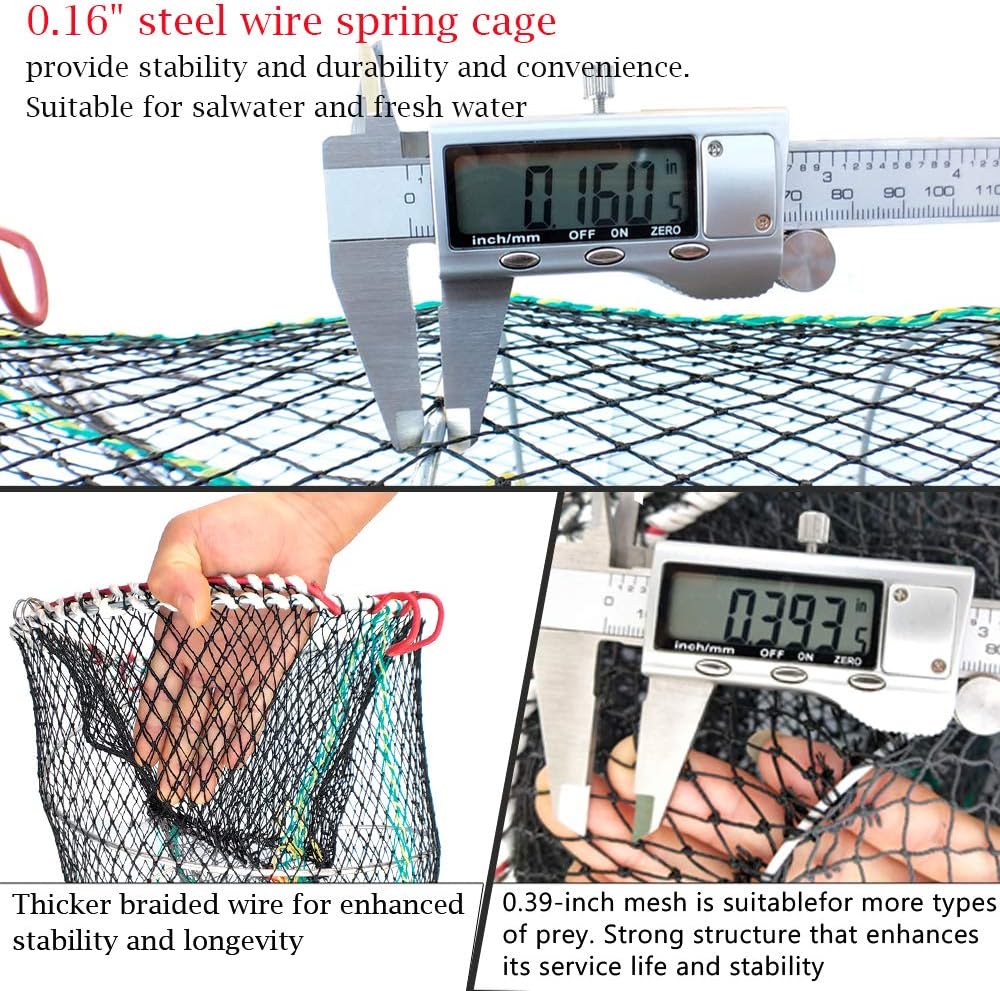 Drasry Crab Trap Bait Lobster Crawfish Shrimp Portable Folded Cast Net Magic Collapsible Fishing Traps Nets Accessories for Blue Crabs