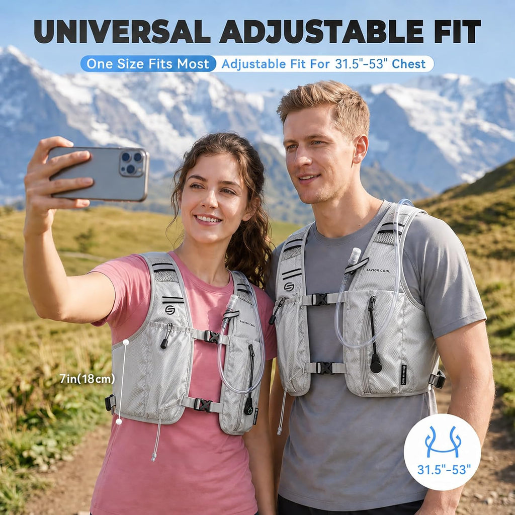 Cooling Hydration Backpack with 3 Removable Ice Packs, 2L BPA-Free Water Bladder, Adjustable Lightweight Outdoor Vest for Running, Trail Running, Hiking, Cycling, and Marathon Training