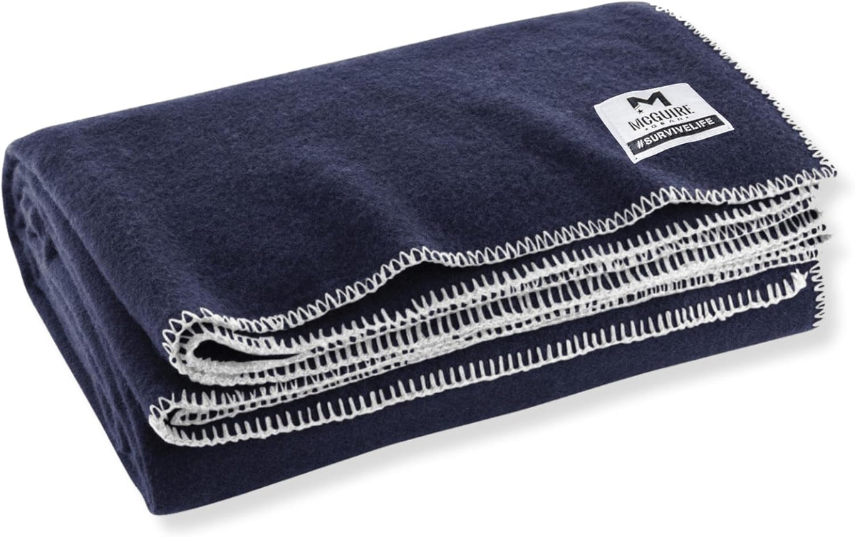 M MCGUIRE GEAR Heavy Duty Wool Blanket, Survival, Emergency, and First Aid Use – Mil-Spec, Fire Retardant, Durable Outdoor Wool Blankets for Camping. - Maroon, (64 x 90 inches)